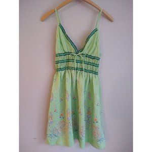 Free People Women's Silk Sundress - Pastel Green w/ Paisleys & Flowers - Size 6